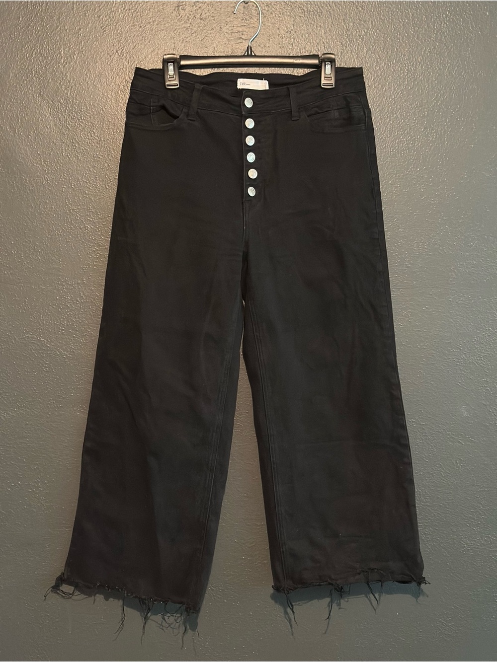 TNR High-Rise Black Wide-Leg Jeans with Button-Front